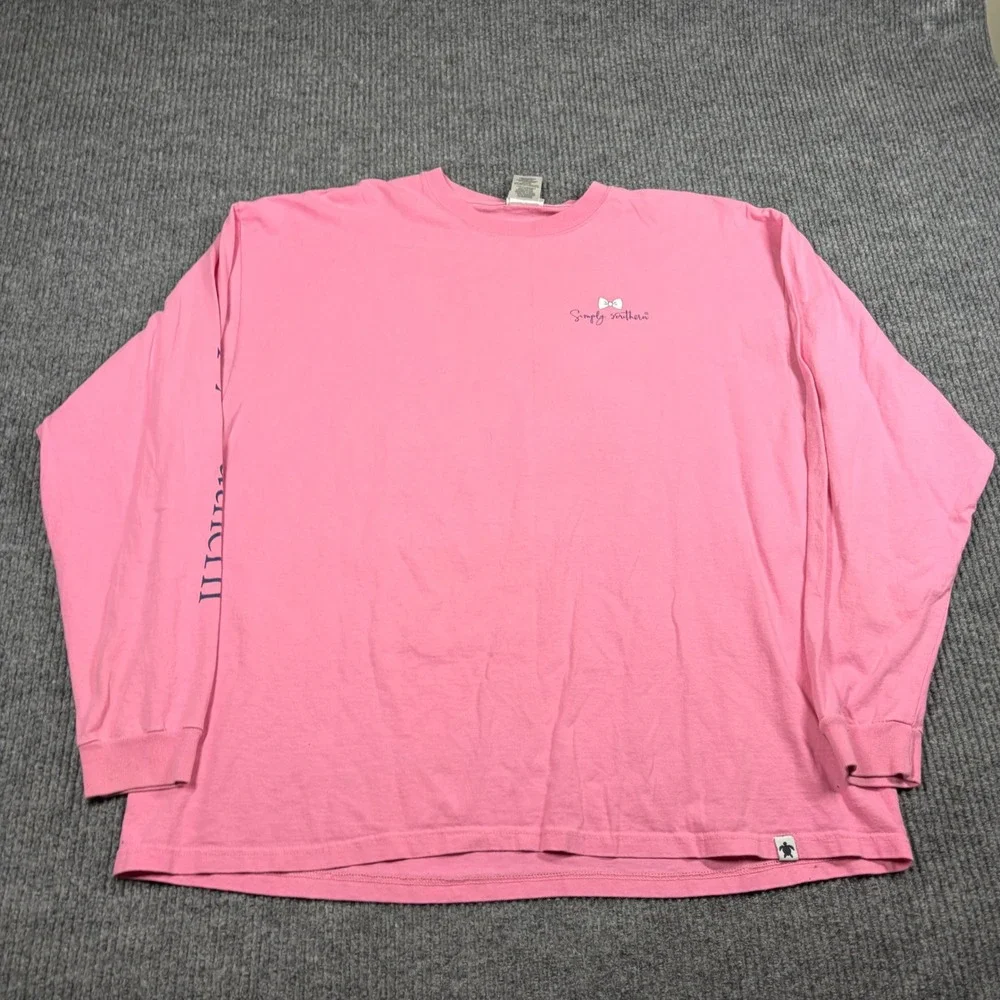 Simply Southern Shirt Womens XXL Pink I Like Big Mutts Graphic Long Sleeve - Picture 2 of 6
